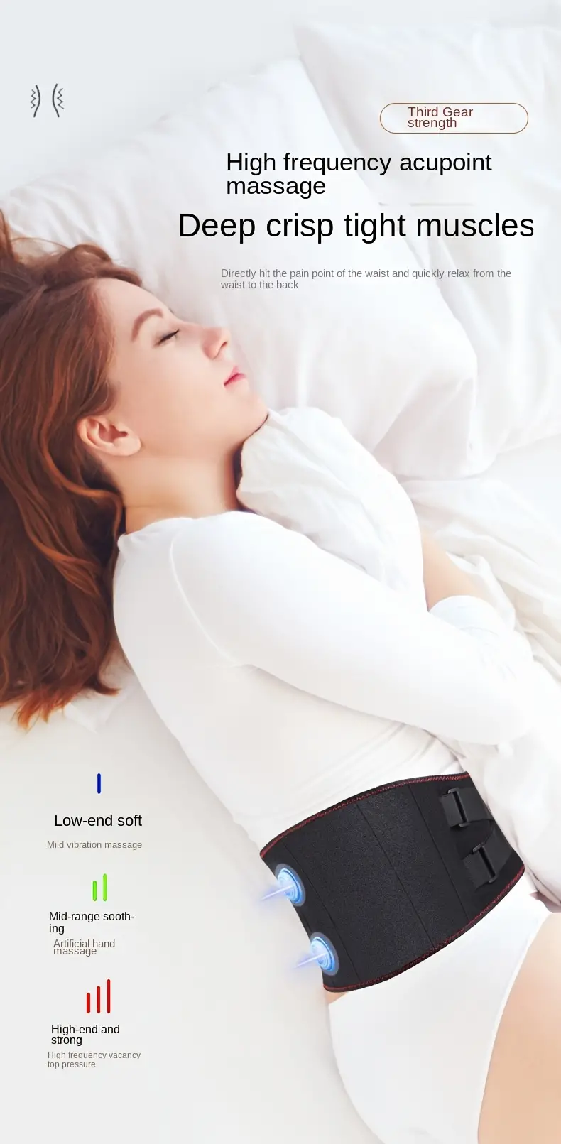 1pc 3 speed heated 3 speed massage back massager graphene cordless heated harness massage belt heated belt gift details 5