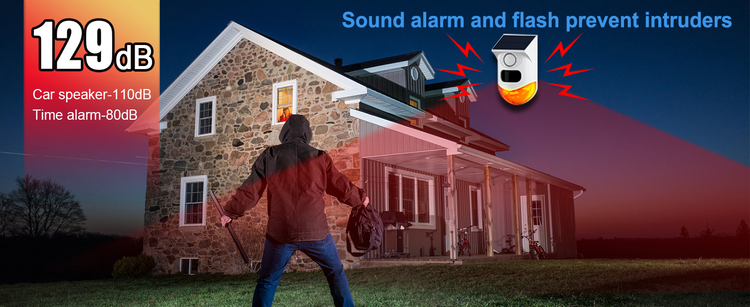 solar alarm motion detector with sound