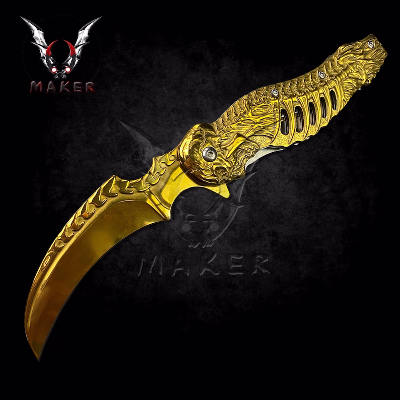 🔪Black skull knife sharp steel blade