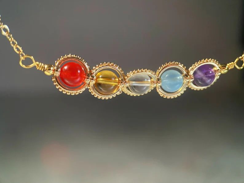 "Kézzel készített kristály nyakláncok - Zodiákus nyakláncok karneol, napkő, tigrisszem, citrin - Természetes horoszkóp ékszerek születésnapokra"