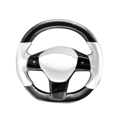 Steering Wheel for Model 3 / Y Round Carbon Fiber  【Style 11】-TESEVO