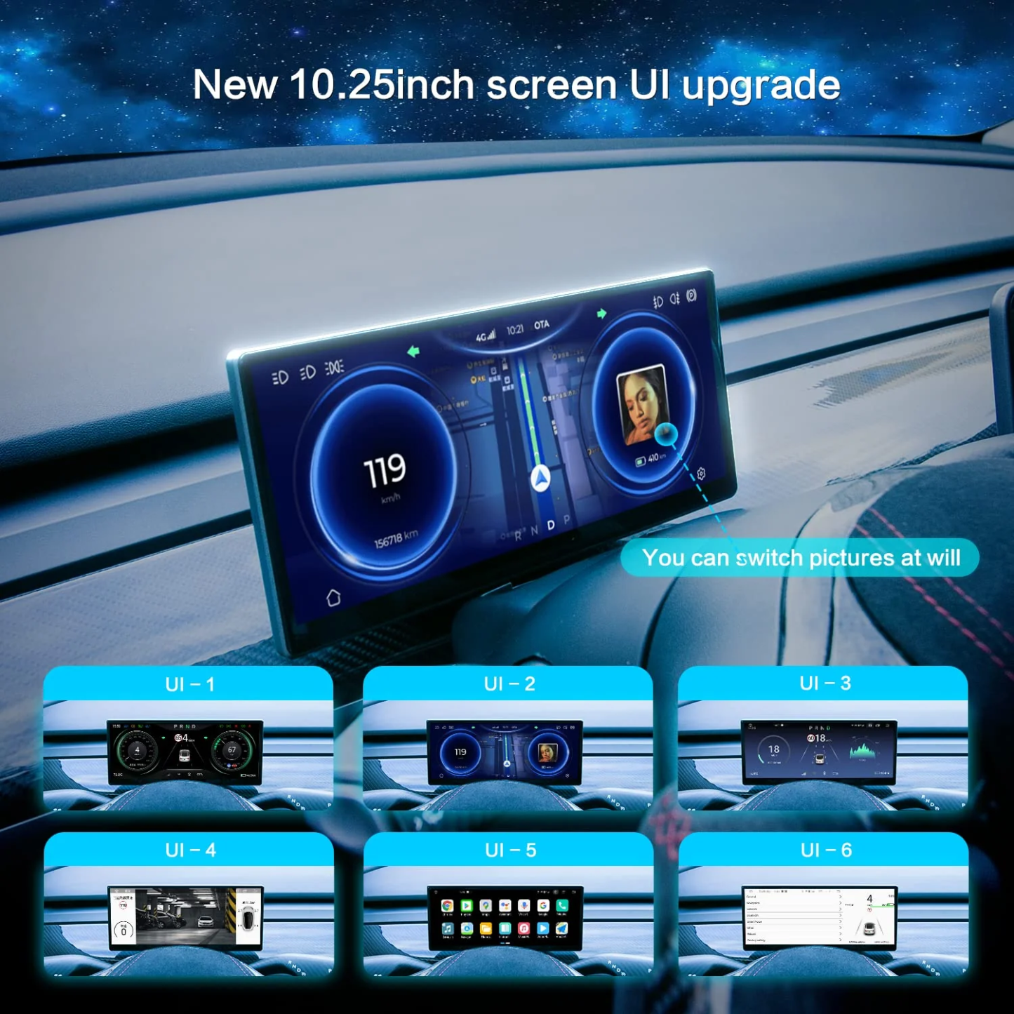 TESEVO 10.25'' Android 4G Display LCD Instrument Dashboard Screen for Model 3/Y-TESEVO