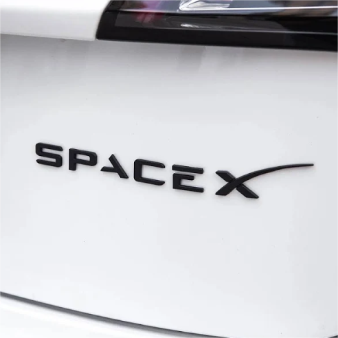 TESEVO 3D Metal Letters SpaceX Rear Trunk Sticker for Tesla Model 3/Y/S/X