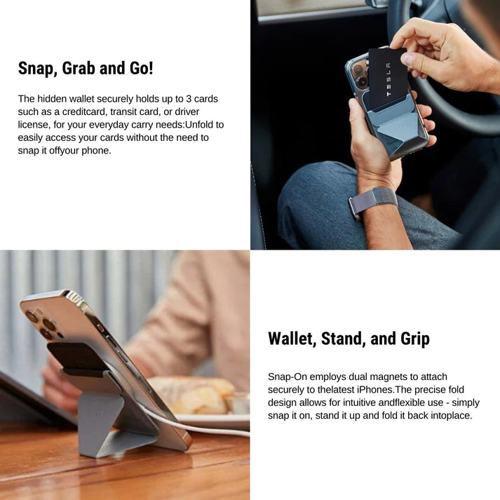 Snap-on IPhone Stand & Wallet for Tesla Key Card-TESEVO