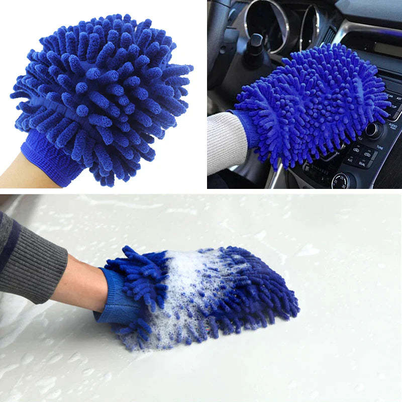 Premium Chenille Car Wash Gloves 2pcs Coral velvet-TESEVO