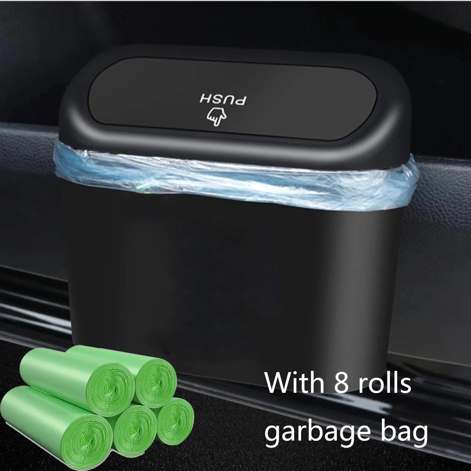 TESEVO Car Trash Can with 8 Rolls of Garbage Bags for Model 3/Y/S/X-TESEVO
