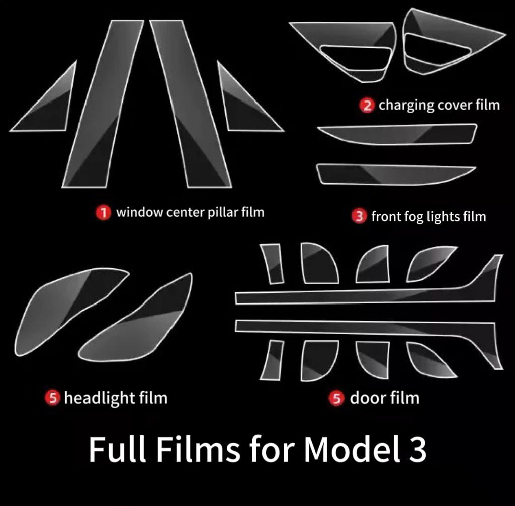 Full Protective Film Kits for Tesla Model 3 2017-2023 Model Y 2020-2023-TESEVO