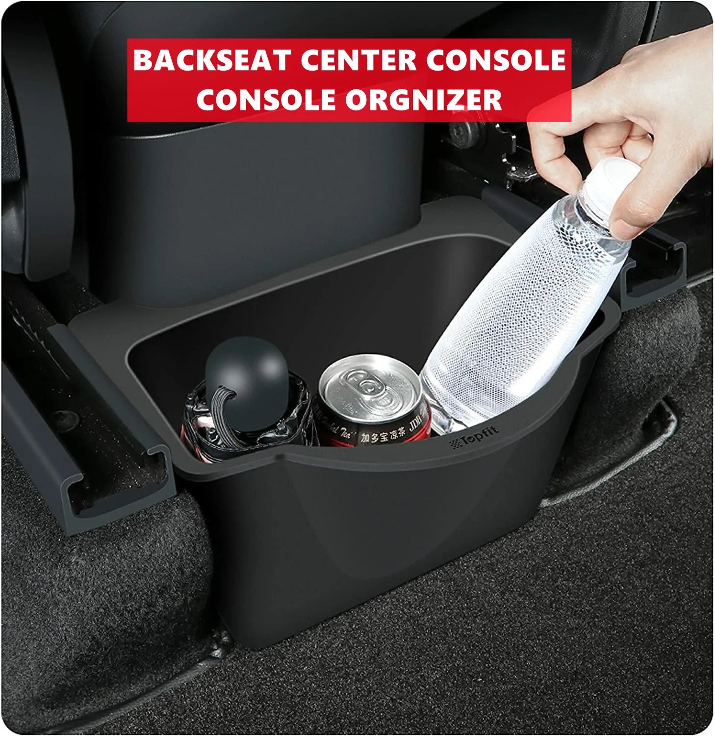 Boîte de rangement pour organisateur de console centrale arrière pour Tesla