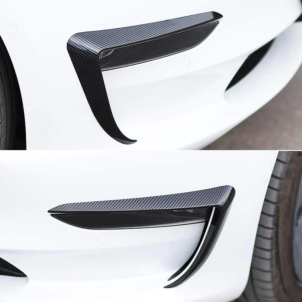 TESEVO Front Fog Light Trim Cover Eyebrow Spoiler for Model 3