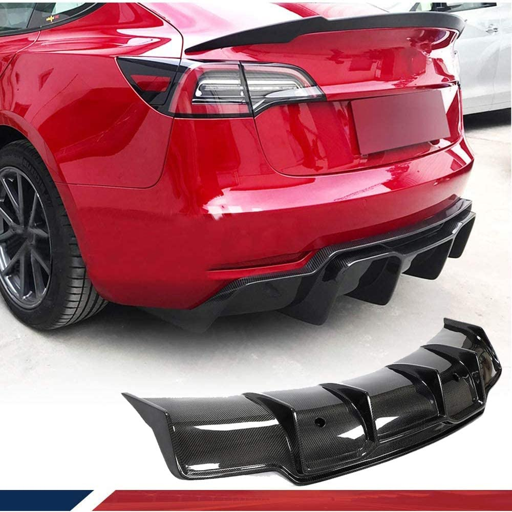 Real Carbon Fiber Rear Diffuser Trunk Lip for Model 3 TESEVO