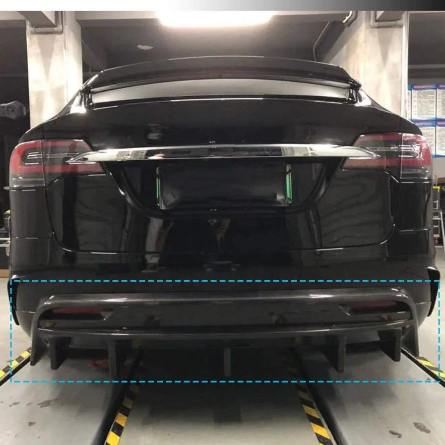 TESEVO Real Carbon Fiber Spoiler Rear Bumper Diffuser for Model X