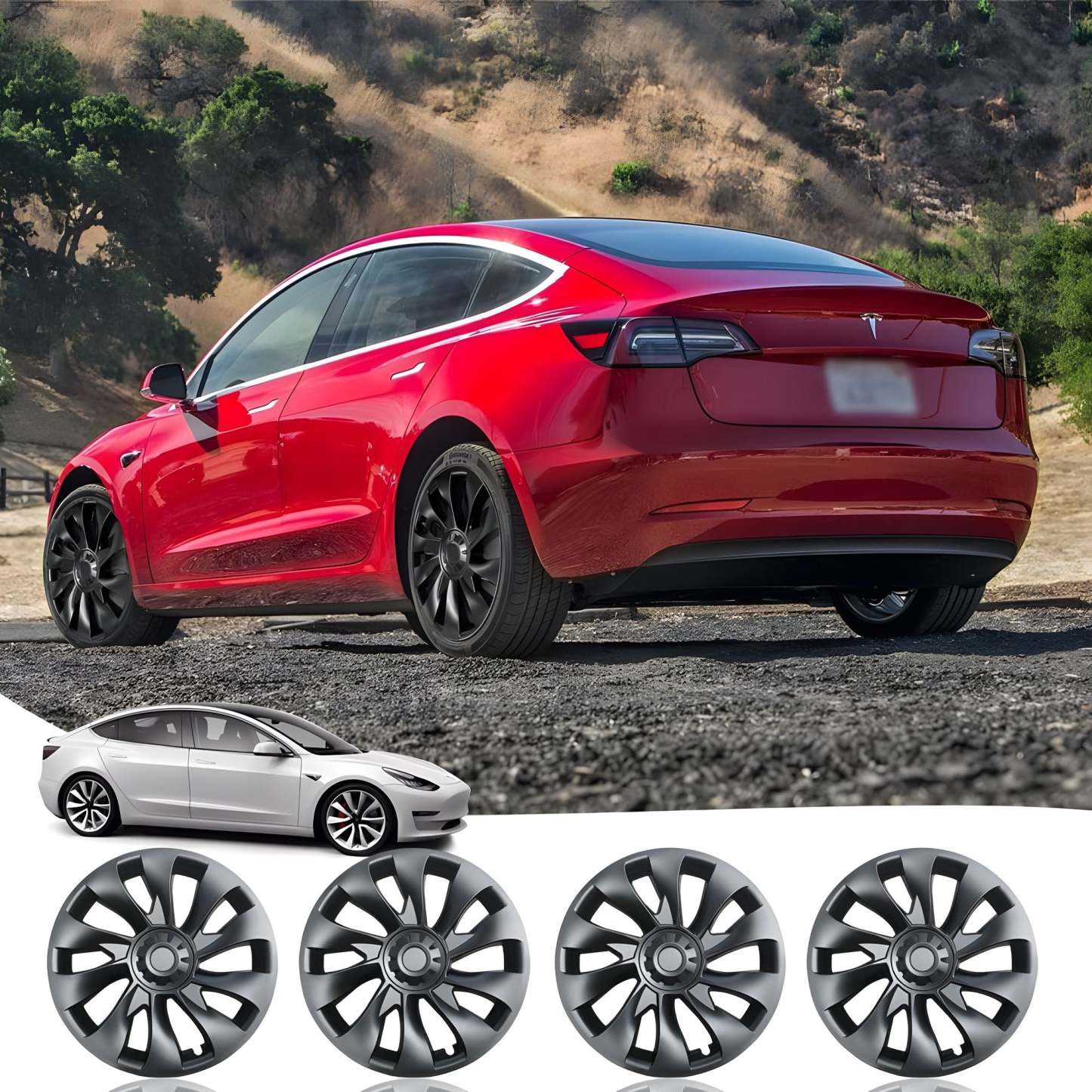 Model 3 Wheel Covers 19" Cyclone P Model Style for Tesla Model 3 2017-2019 (Set of 4)-TESEVO