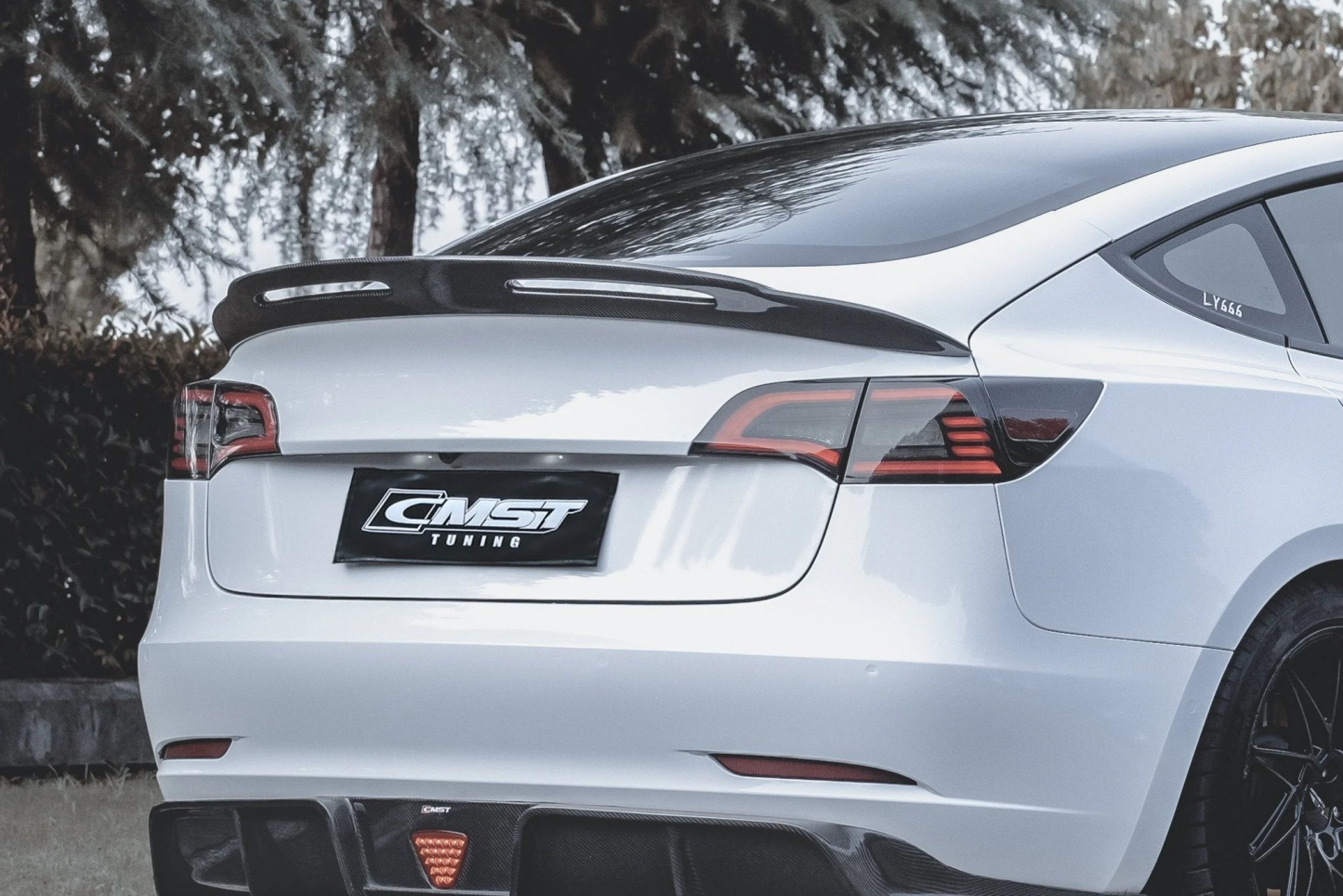 TESEVO Carbon Fiber Rear Spoiler D-Style for Tesla Model 3