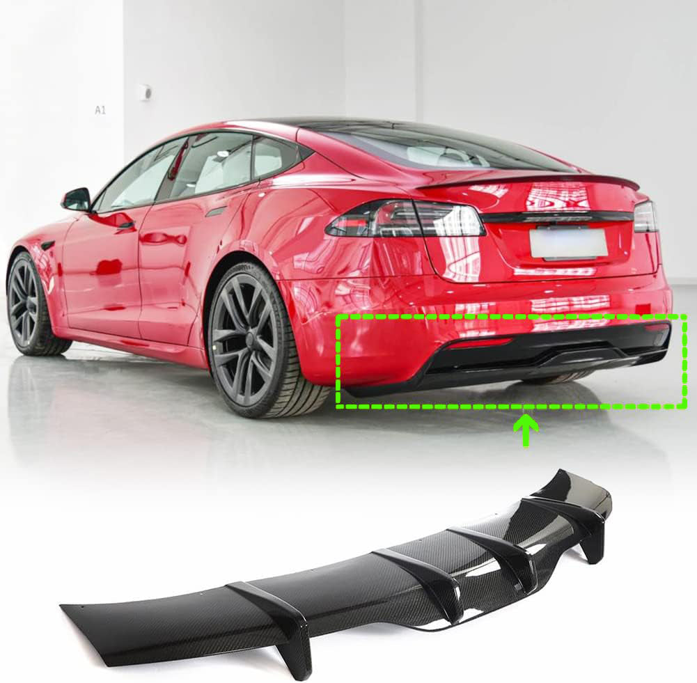 Rear Diffuser Lip Spoiler for Tesla Model S 2021-2023 Real Carbon Fiber-TESEVO