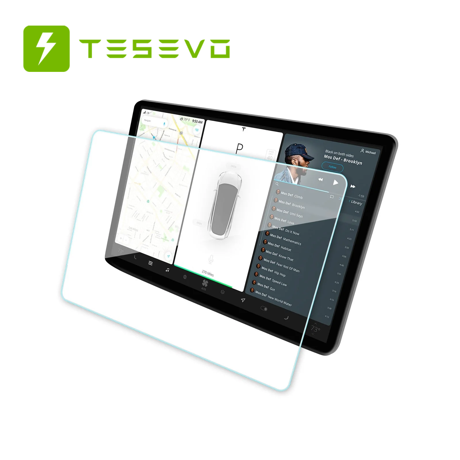 TESEVO Screen Tempered Protective Film with Tools for Model 3/Y