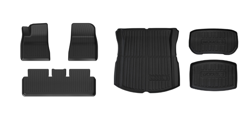 TESEVO Trunk Mat All Weather TPE Front/Rear for Model 3 Highland