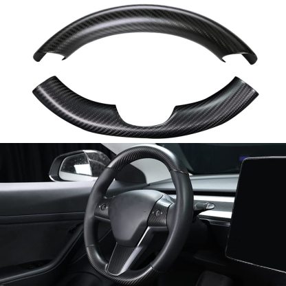 TESEVO Steering Wheel Grip Real Carbon Fiber Cover for Tesla Model 3/Y-TESEVO