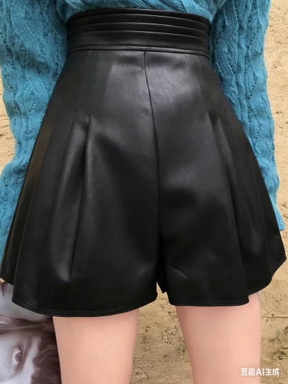 High-Waisted A-Line Pleated Shorts