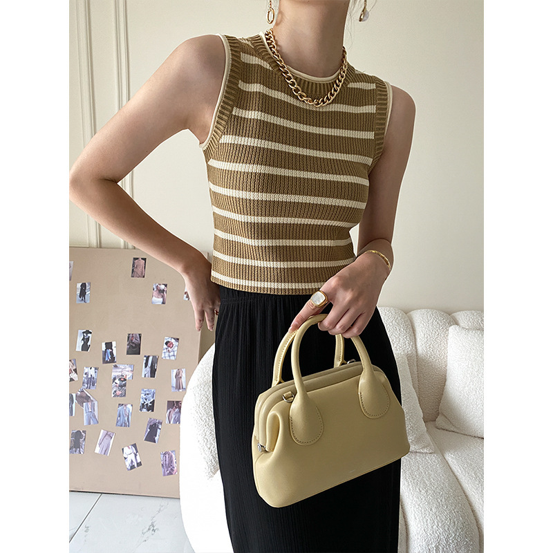 Black Striped Slim-Fit Knit Vest