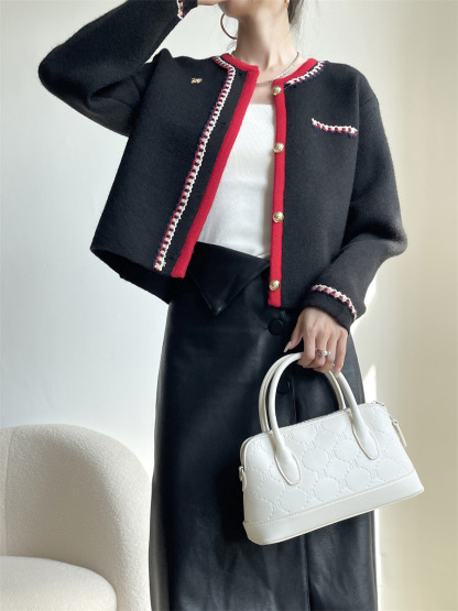 Long sleeve lady style knit cardigan coat sweater coat