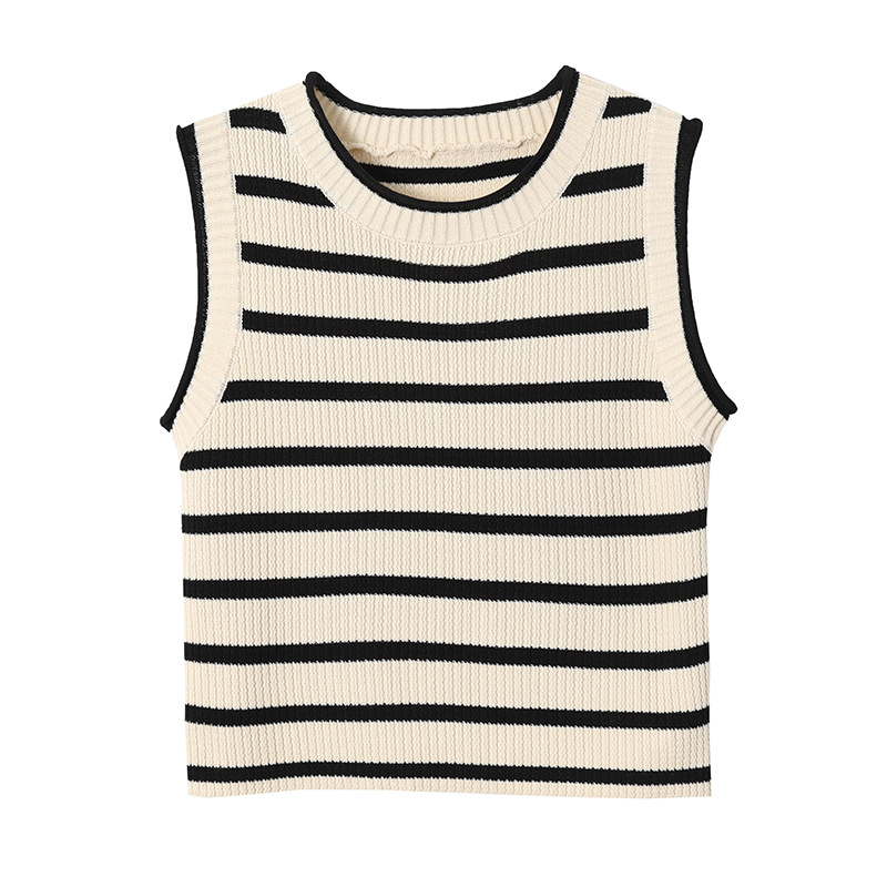 Black Striped Slim-Fit Knit Vest