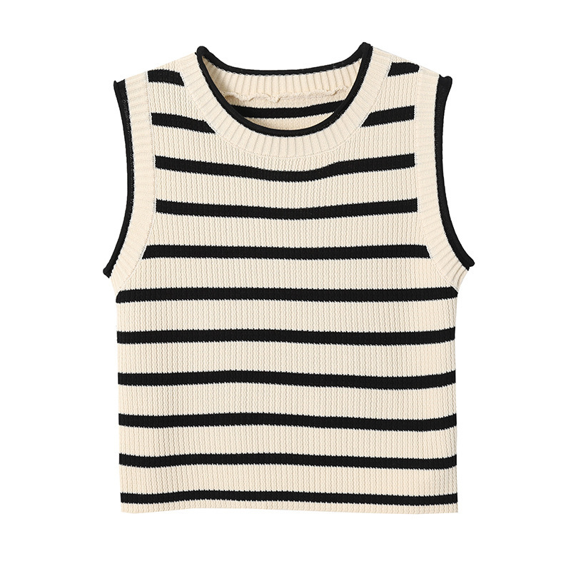 Black Striped Slim-Fit Knit Vest