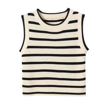 Black Striped Slim-Fit Knit Vest