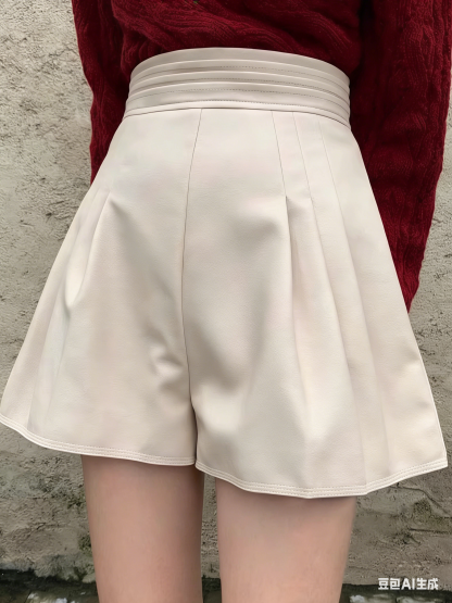 High-Waisted A-Line Pleated Shorts