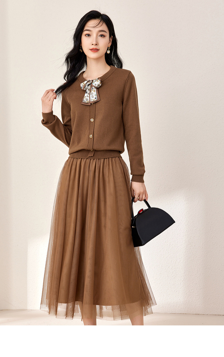 Tulle Patchwork Vest Dress And Cardigan Two-Piece Set-J.ING Tulle Patchwork Vest Dress And Cardigan Two-Piece Set-J.ING