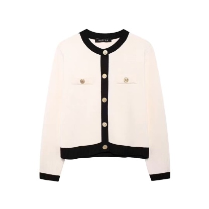 Contrast Trim Tweed Cardigan
