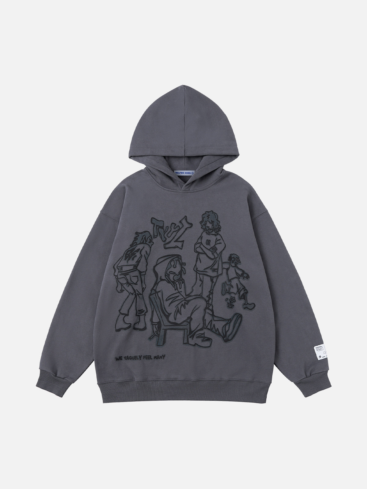 Cartoon Line Character Print Hoodie