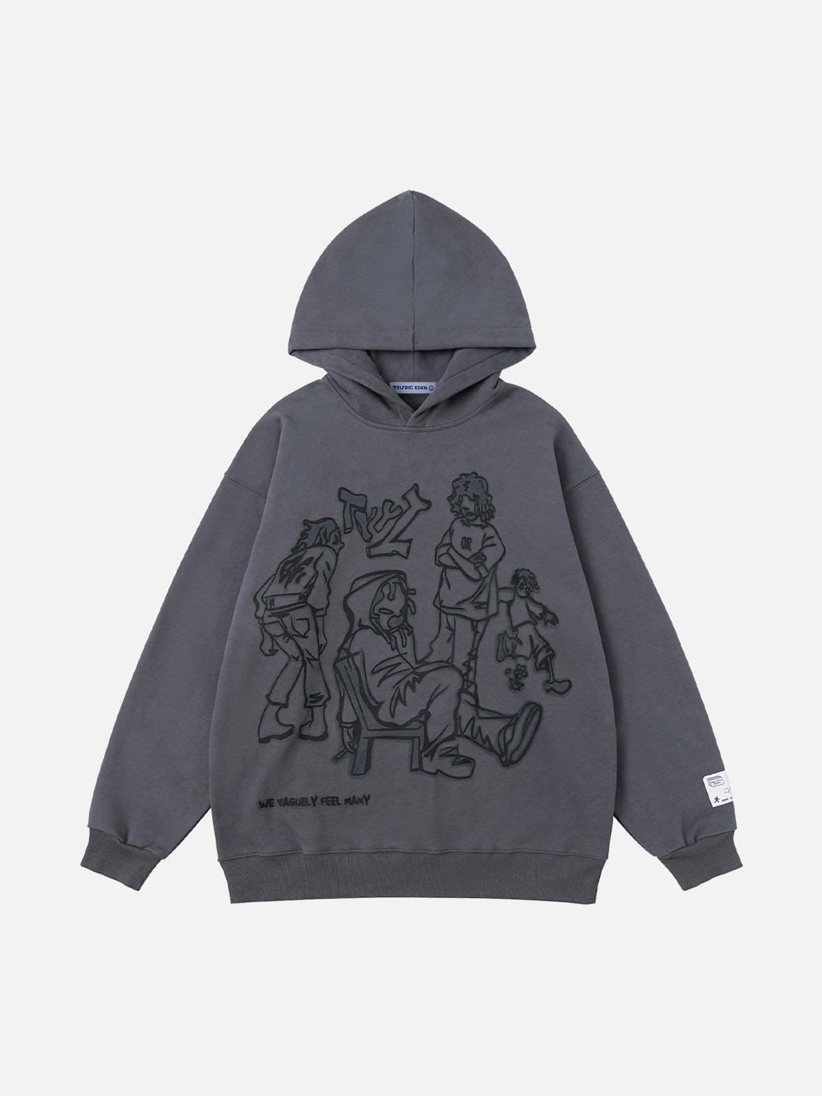 Cartoon Line Character Print Hoodie