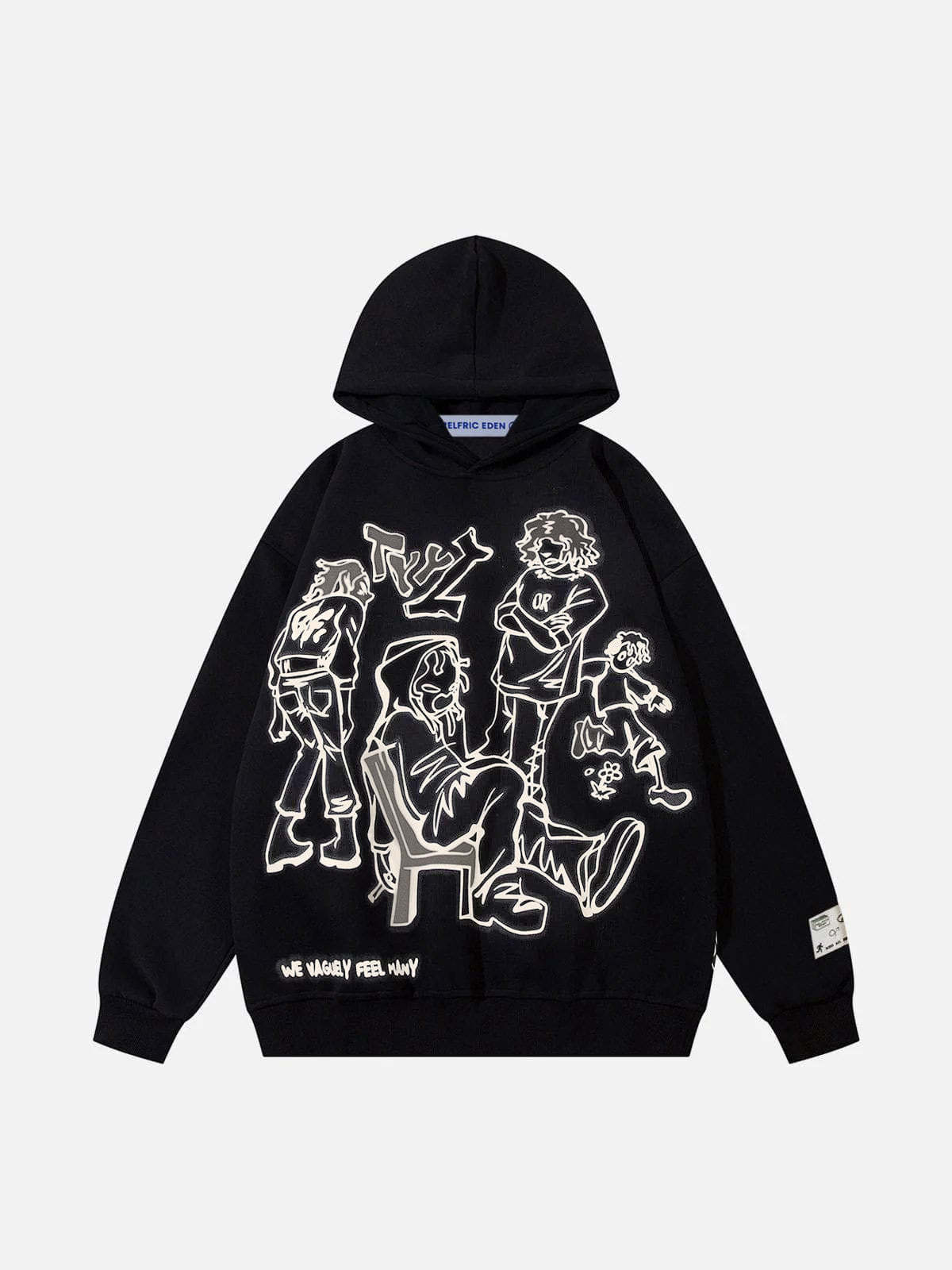 Cartoon Line Character Print Hoodie