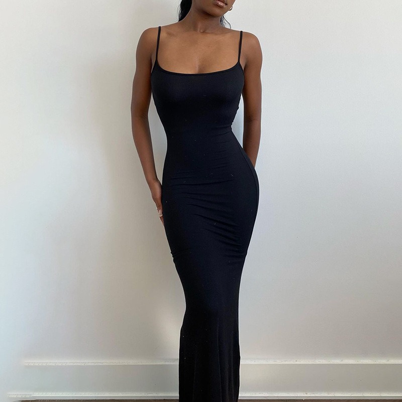 Casual sleeveless high waisted slim fit camisole long dress