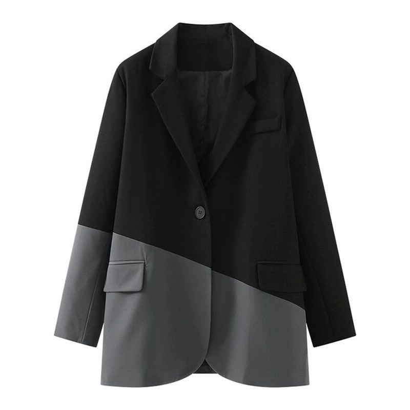 Irregular Stitching Black Blazer
