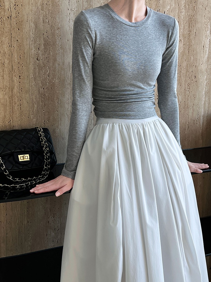 Round neck shoulder T-shirt