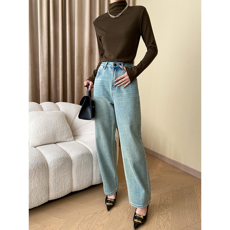 Pipe half-neck comfortable slim T-shirt