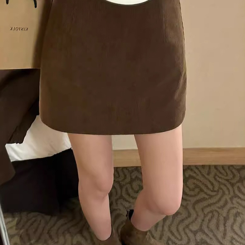 Women's Corduroy A-Line Mini Skirt - Fall Vintage High Waisted Stretch Short Skirt