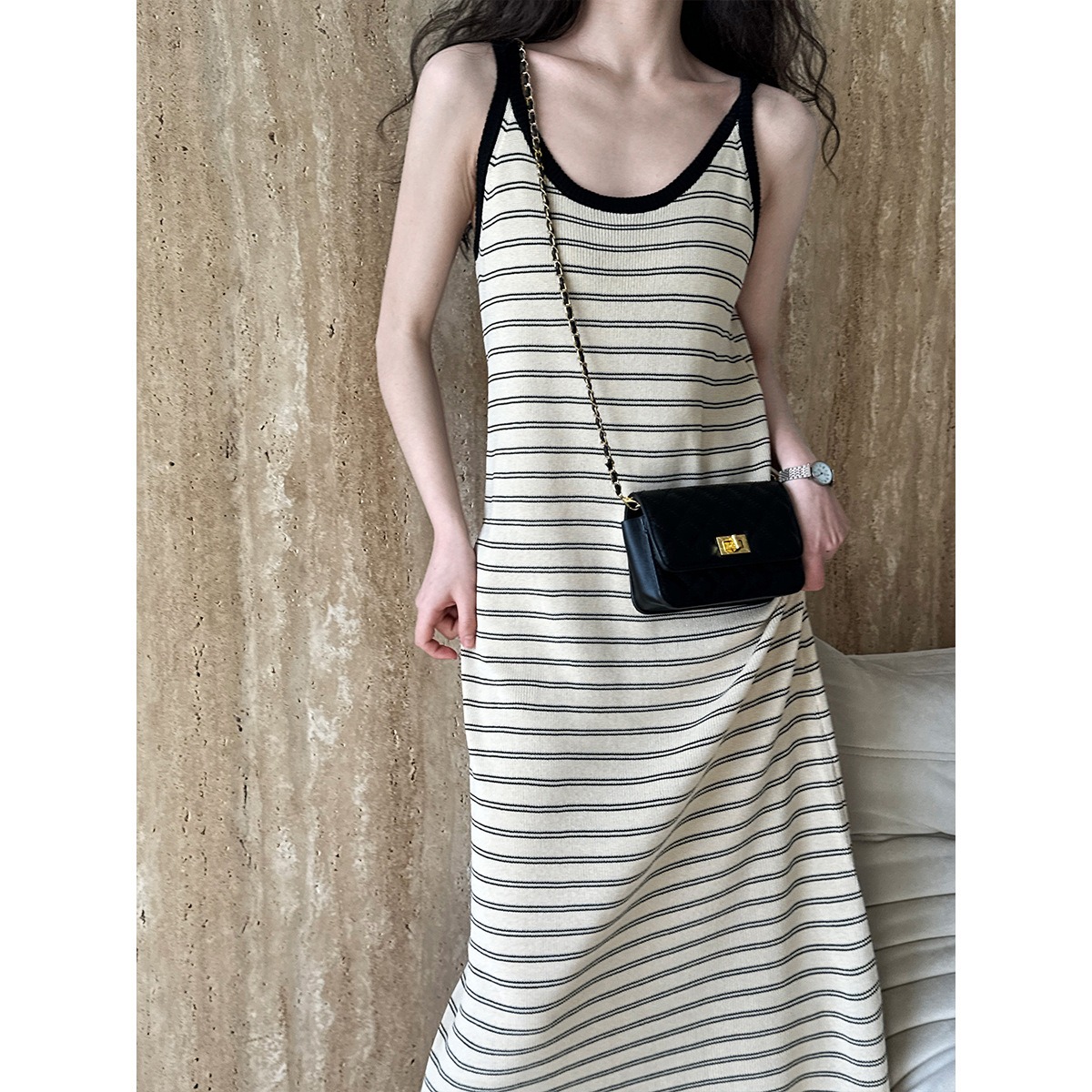 Contrasting Knitted Vest Skirt