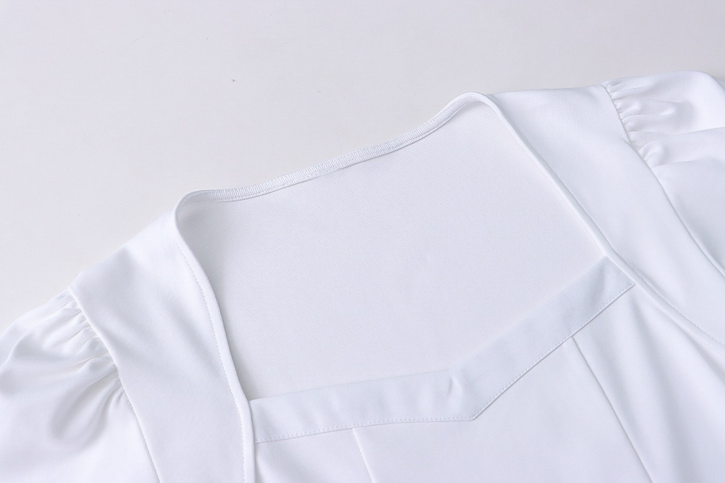 French love square collar bubble short sleeve T-shirt