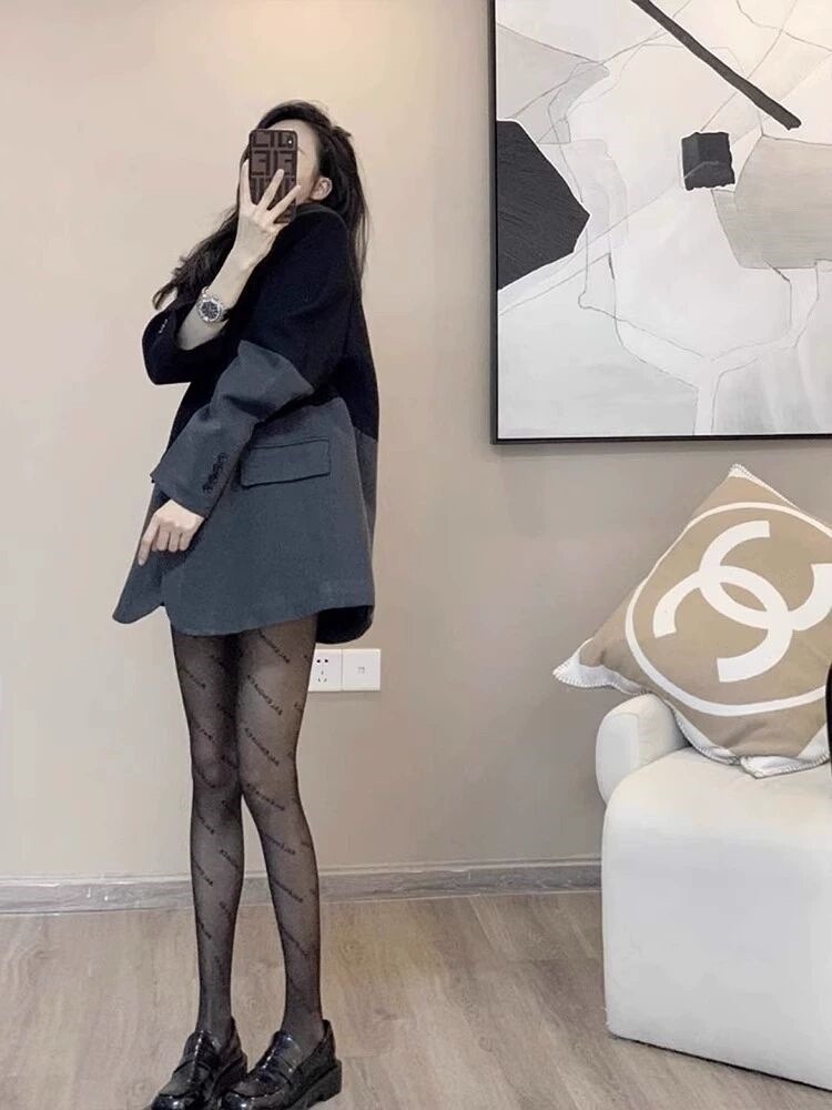 Irregular Stitching Black Blazer