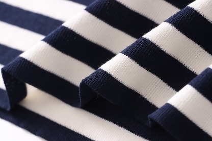 French Layered Striped Small Fly Sleeve Crew Neck Knitted Sweater T-Shirt