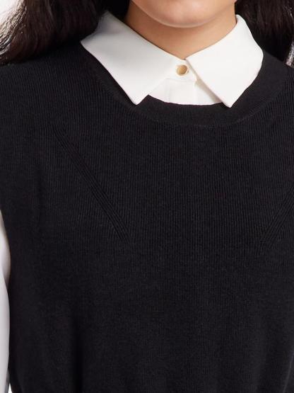 Black Vest Dress And White Shirt Dress Two-Piece Set