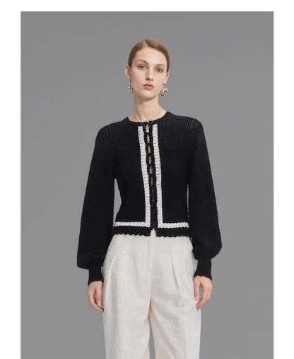 Contrast Trim Knitted Cardigan