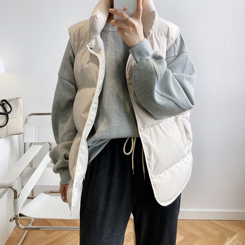 Nomi Black Stand Collar Puffer Vest