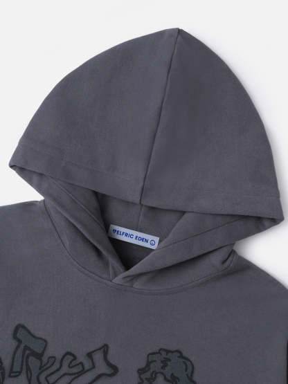 Cartoon Line Character Print Hoodie
