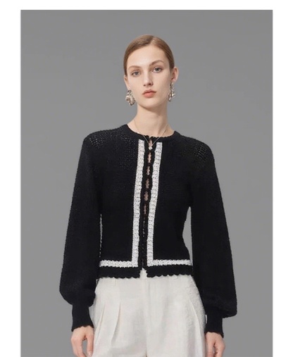 Contrast Trim Knitted Cardigan