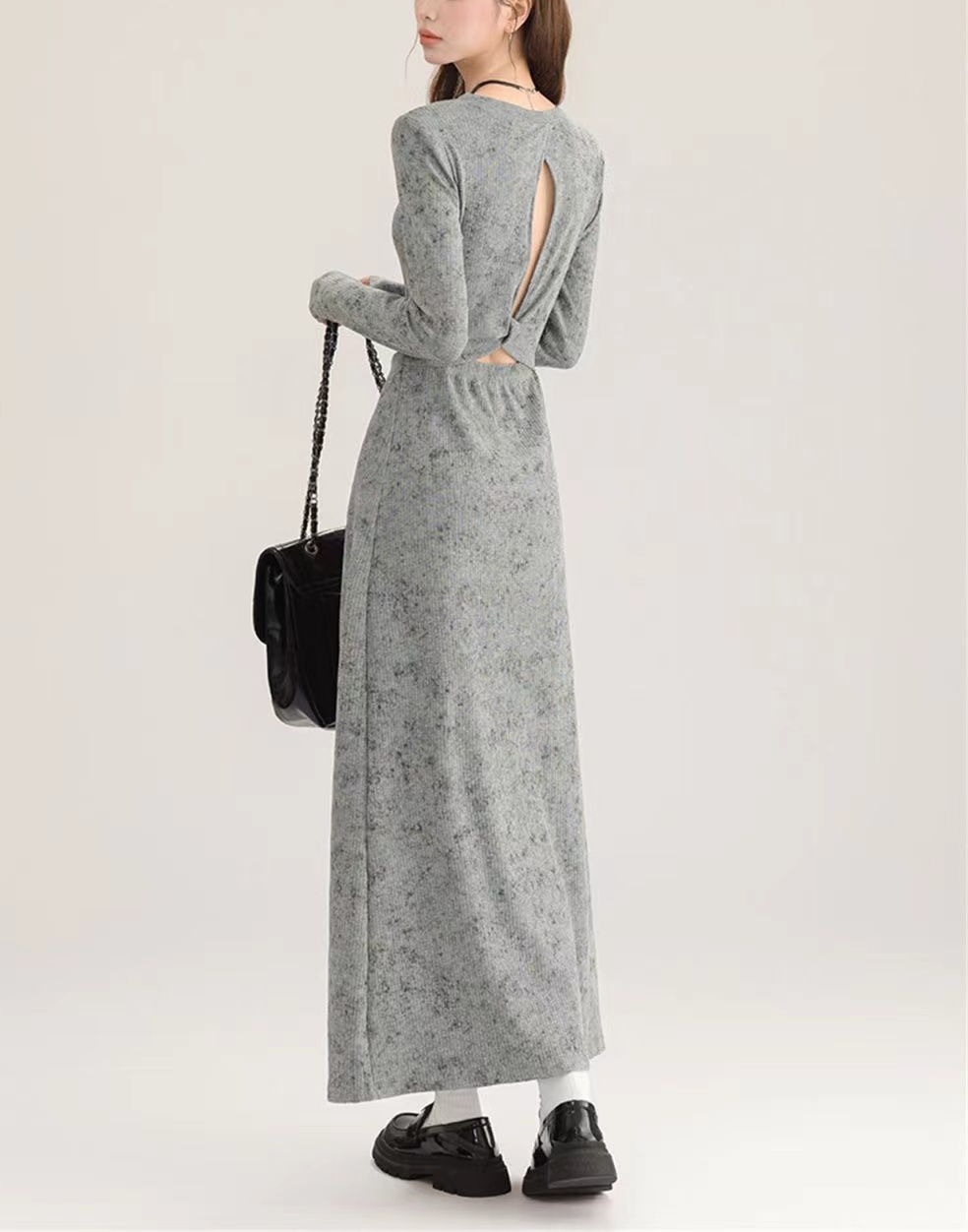 French Style Slim-Fit Knit Midi Dress