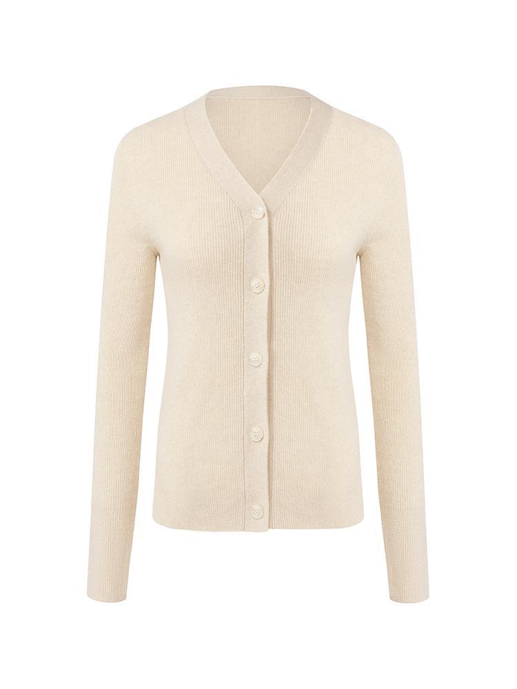 Beige Seamless Cashmere Cardigan
