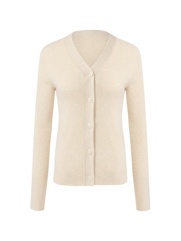 Beige Seamless Cashmere Cardigan
